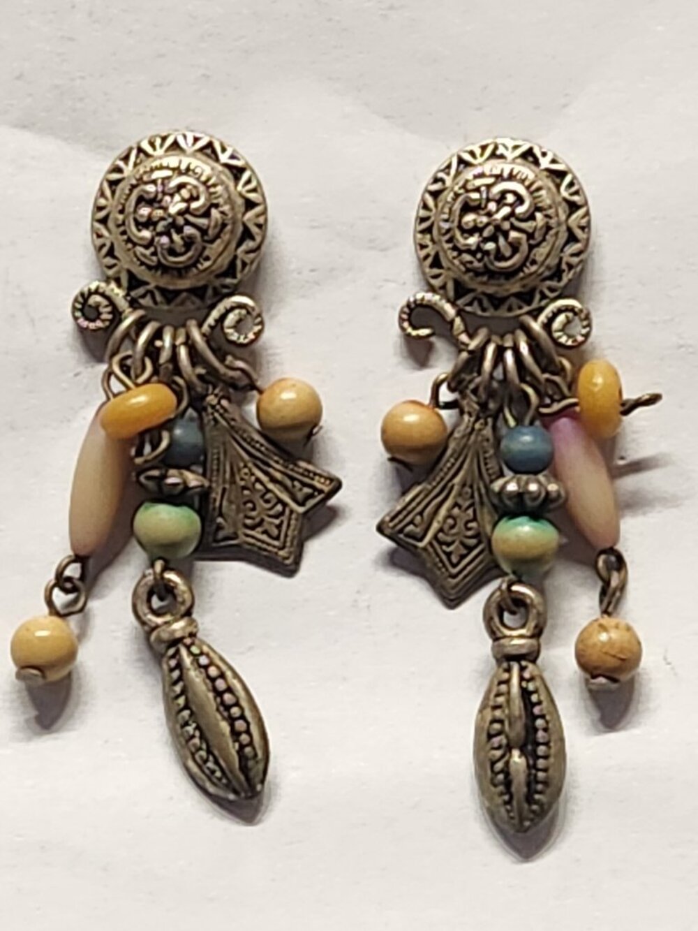 Vintage Boho Tribal Beaded Dangle Earrings